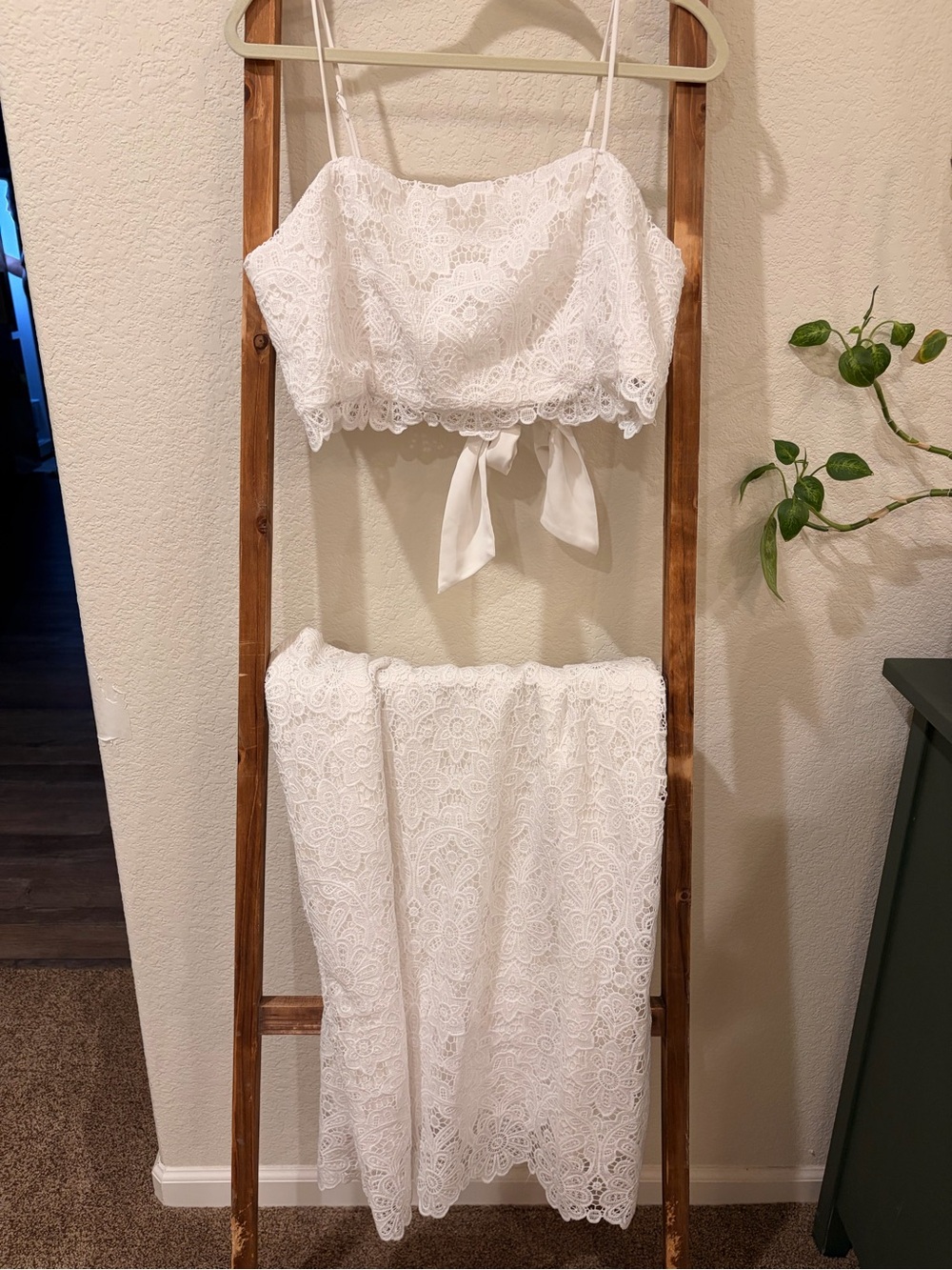 Abercrombie White Lace Two Piece Midi Skirt Set XL Petite